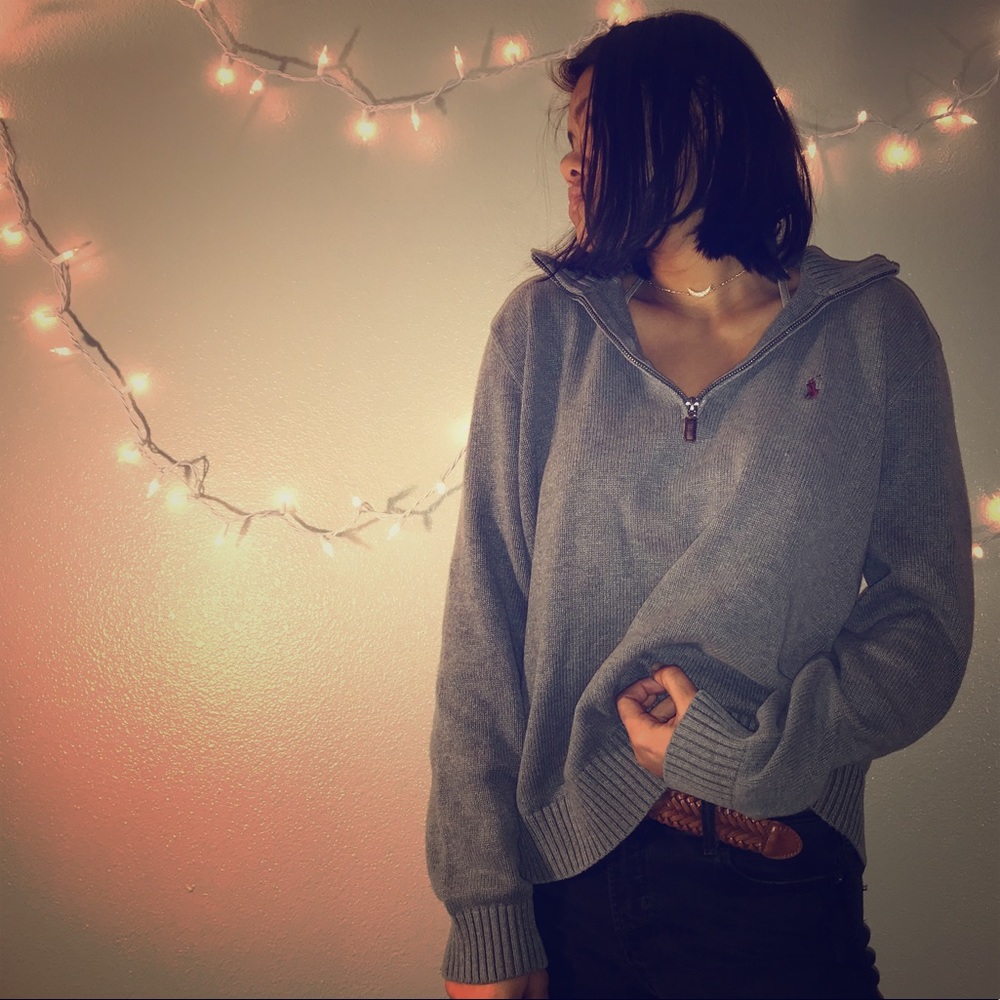 RALPH LAUREN Dark Grey Half-Zip Sweater